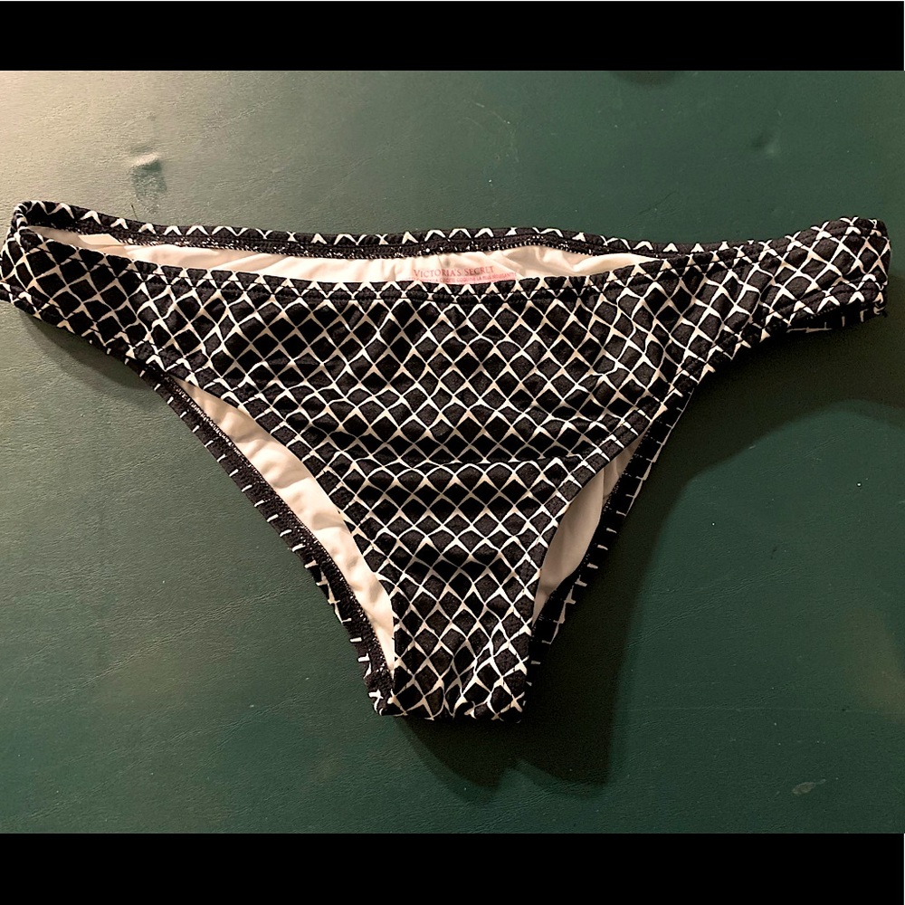 Black and White Bikini Swim Bottom